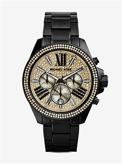 michael kors black watch with rhinstones|Wren Pavé Black.